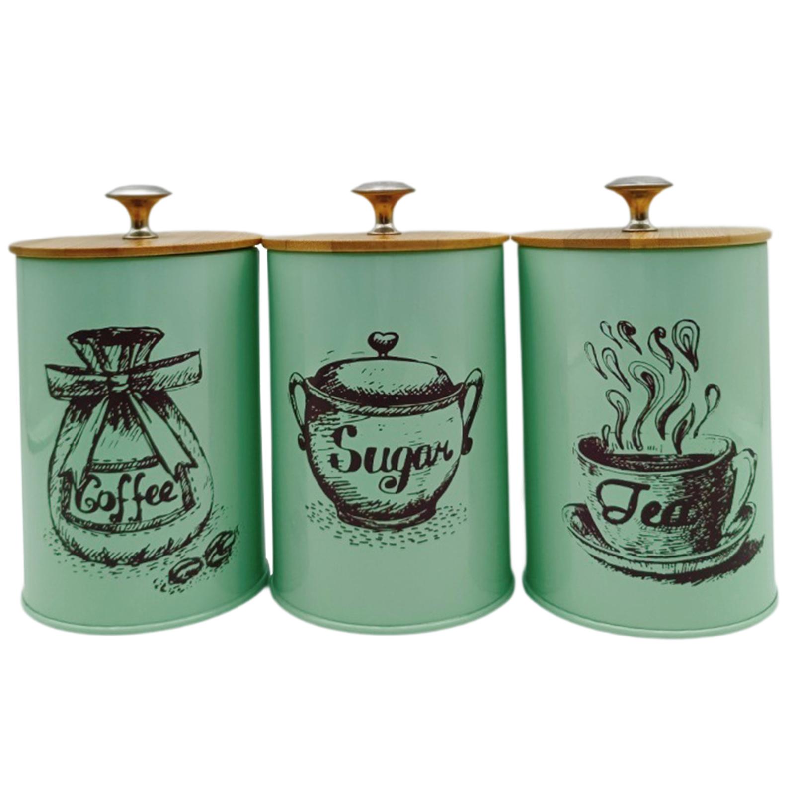 Coffee Tea Sugar Container Set - 3Pcs Sealed Coffee Canister Set Iron