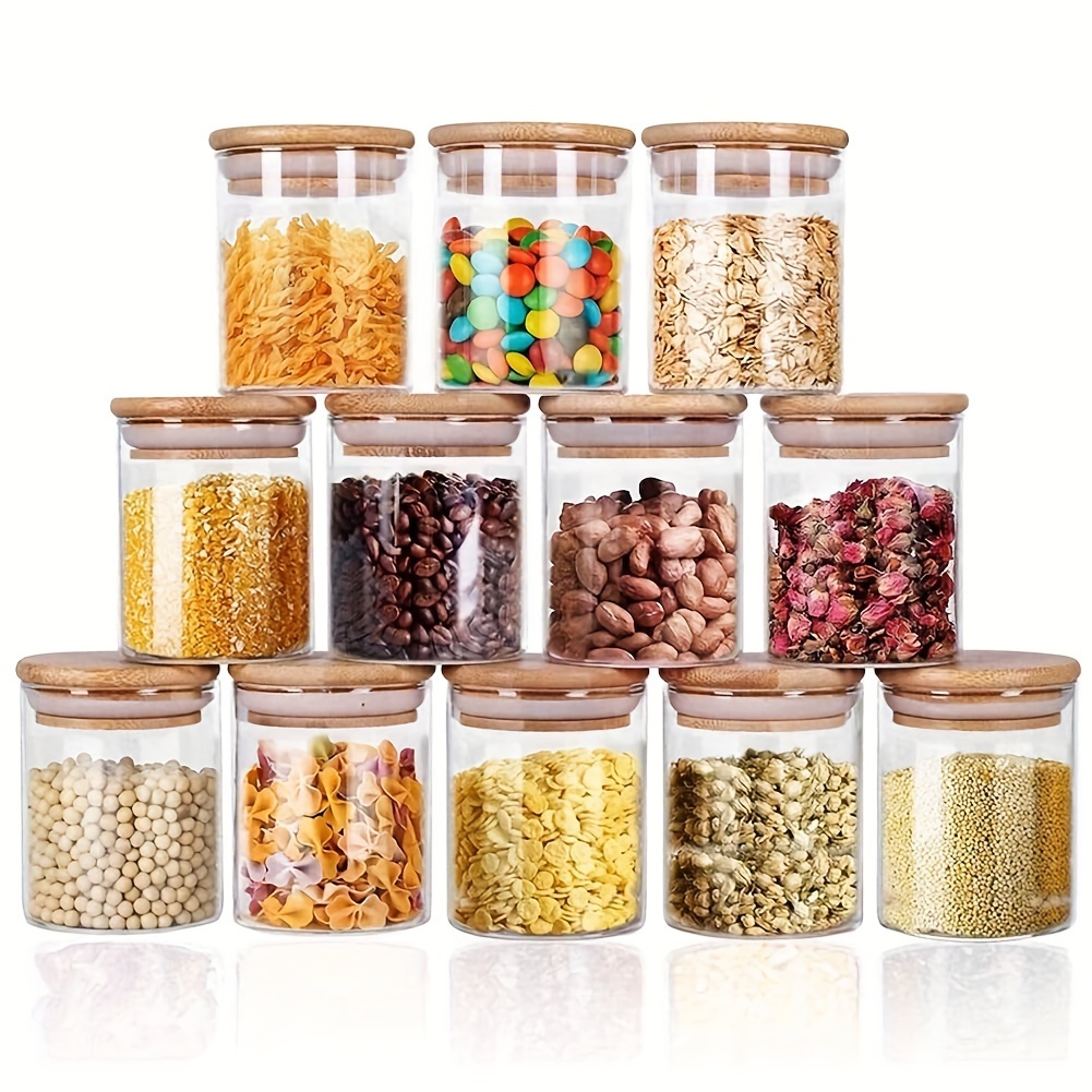 Coffee Tea Sugar Container Set - 12-Pack 8oz Glass Spice Jars with