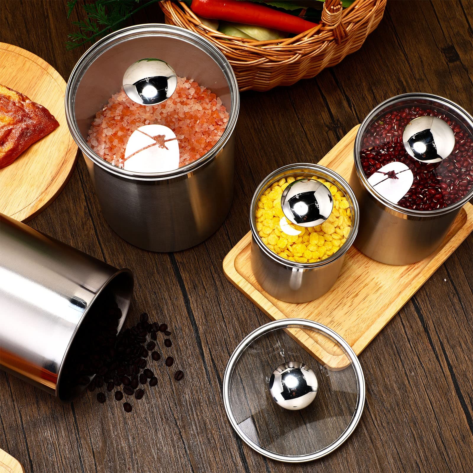 Coffee Tea Sugar Container Set - Food Storage Containers Tea Coffee Sugar