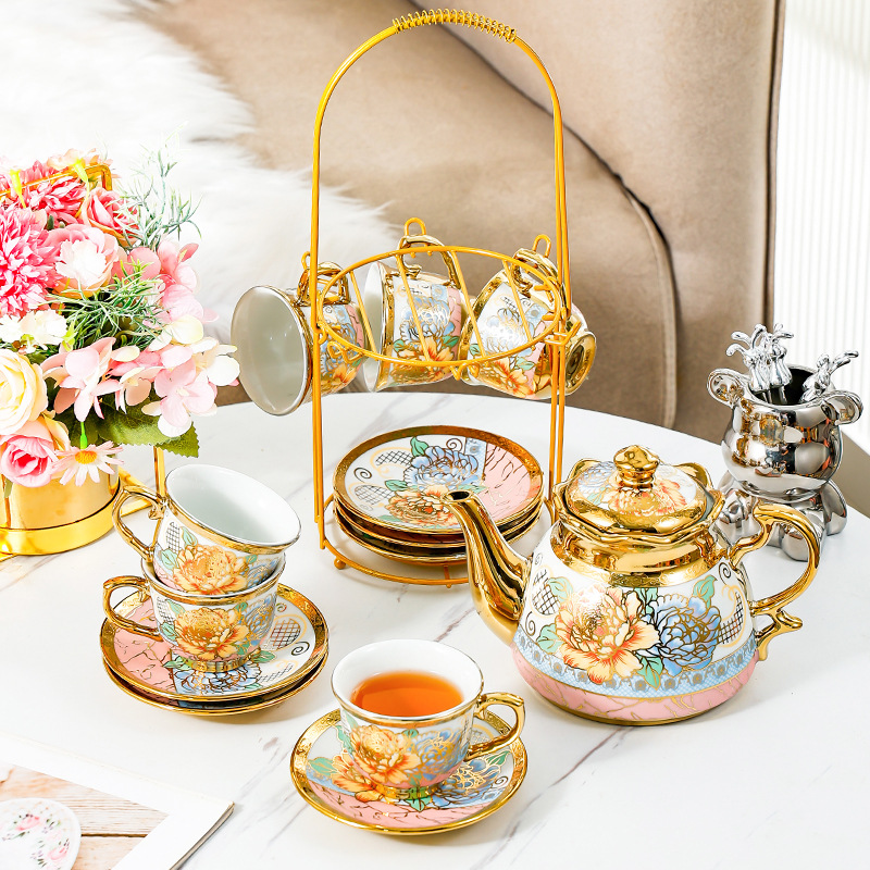 Tea Coffee Pot Set - 14 Piece Set Household European Tea