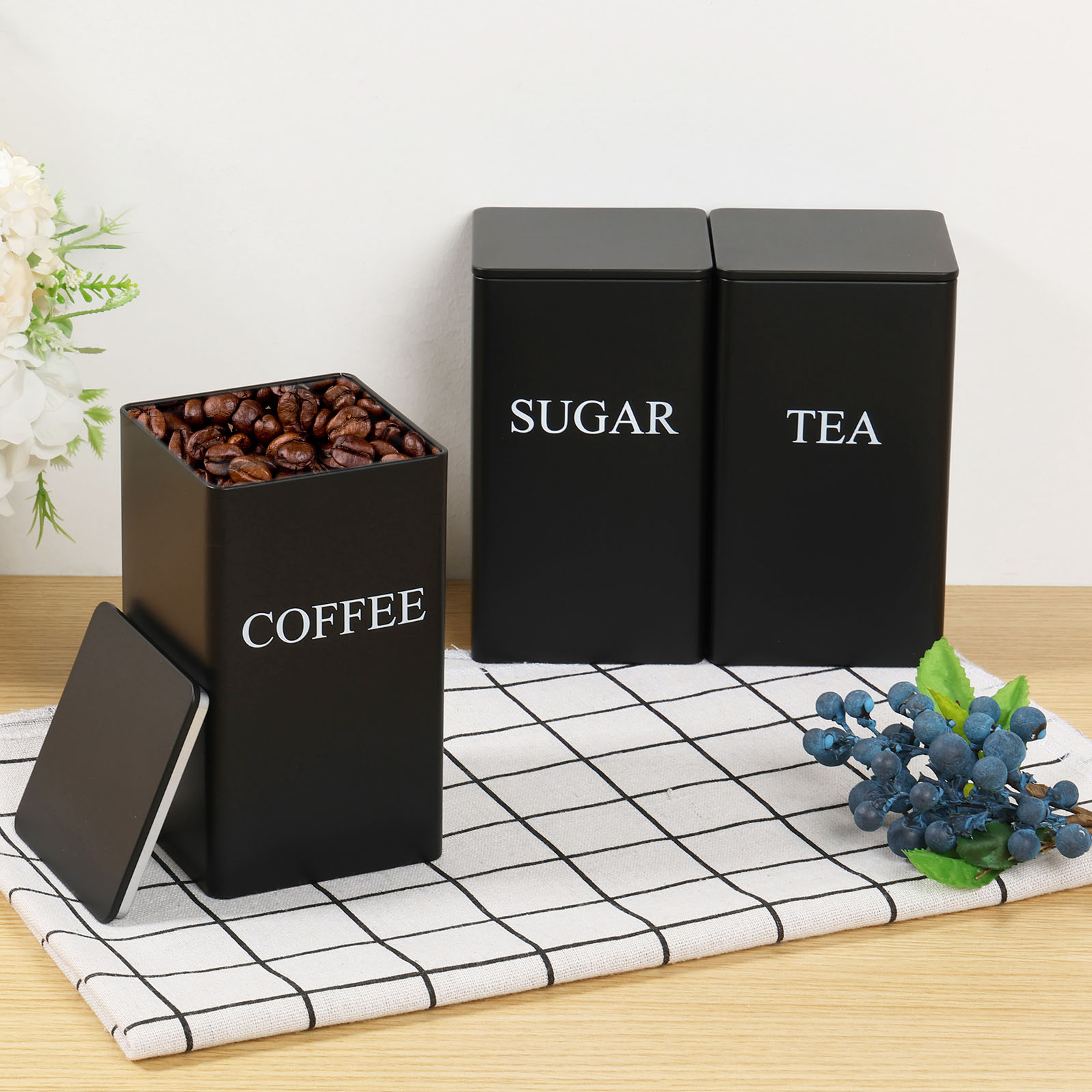 3Pcs Coffee Bean Storage Canis - Coffee Tea Sugar Container Set recension och pris