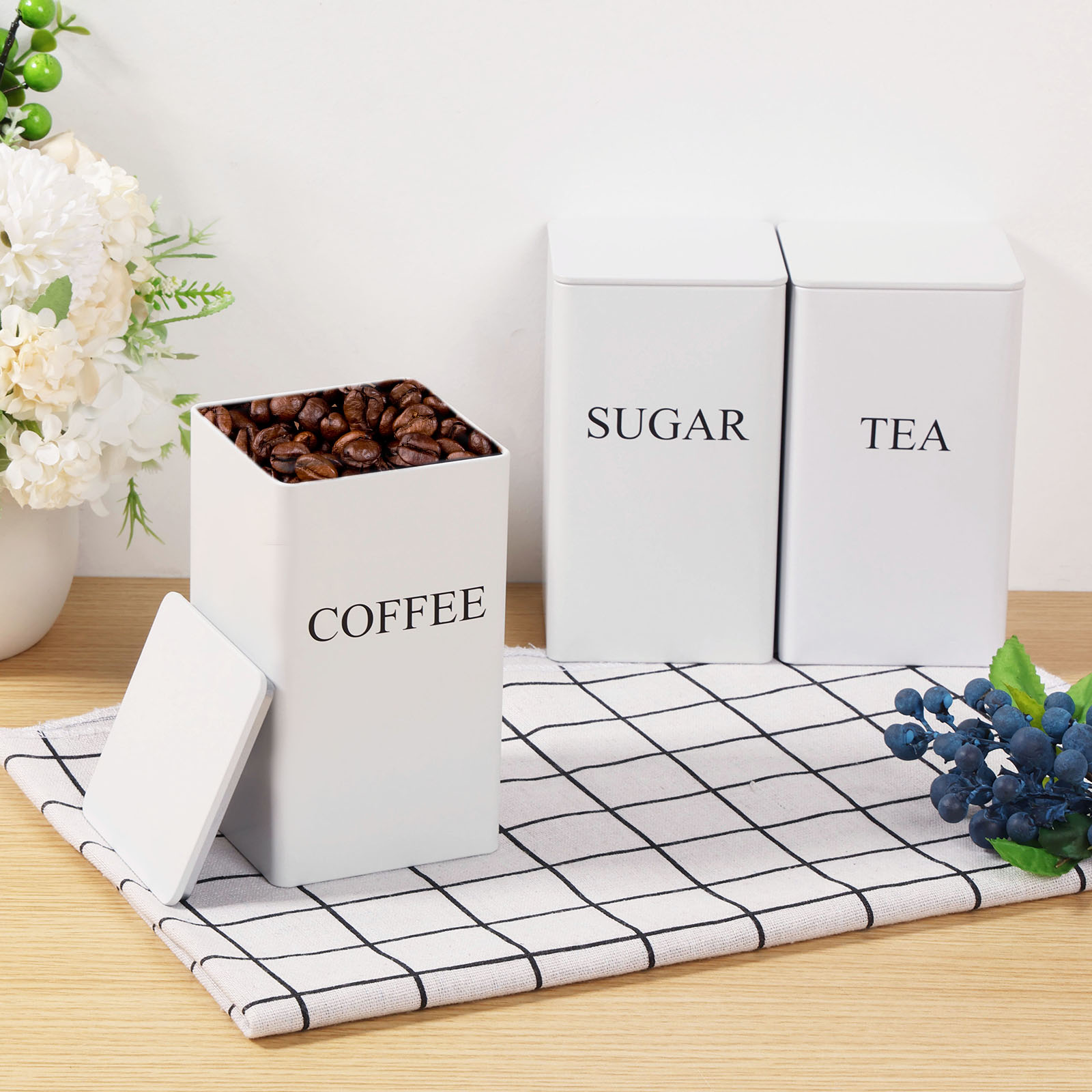 3Pcs Coffee Bean Storage Canis - Coffee Tea Sugar Container Set recension och pris