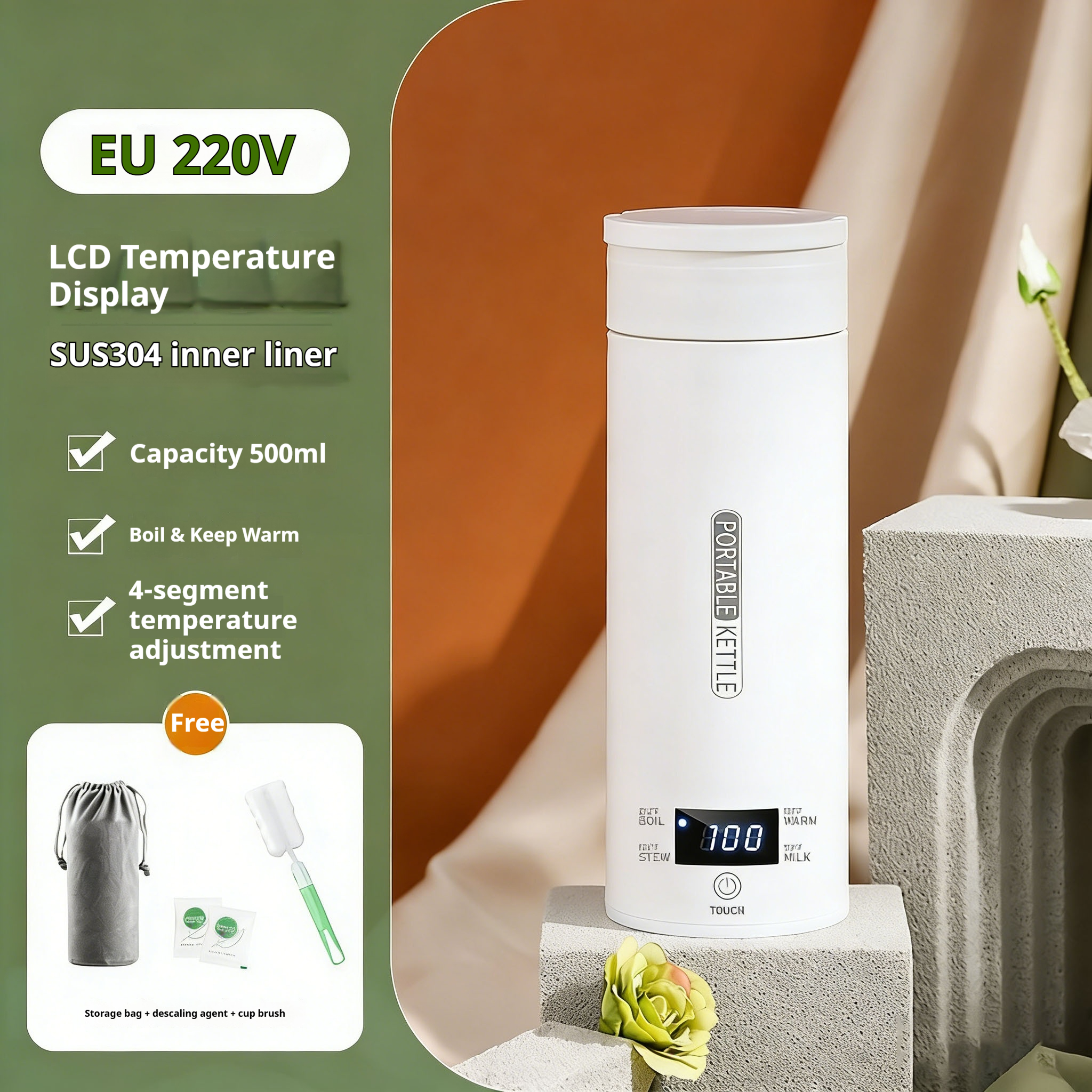 450ML Electric Kettles Portabl - Coffee Tea Menu recension och pris