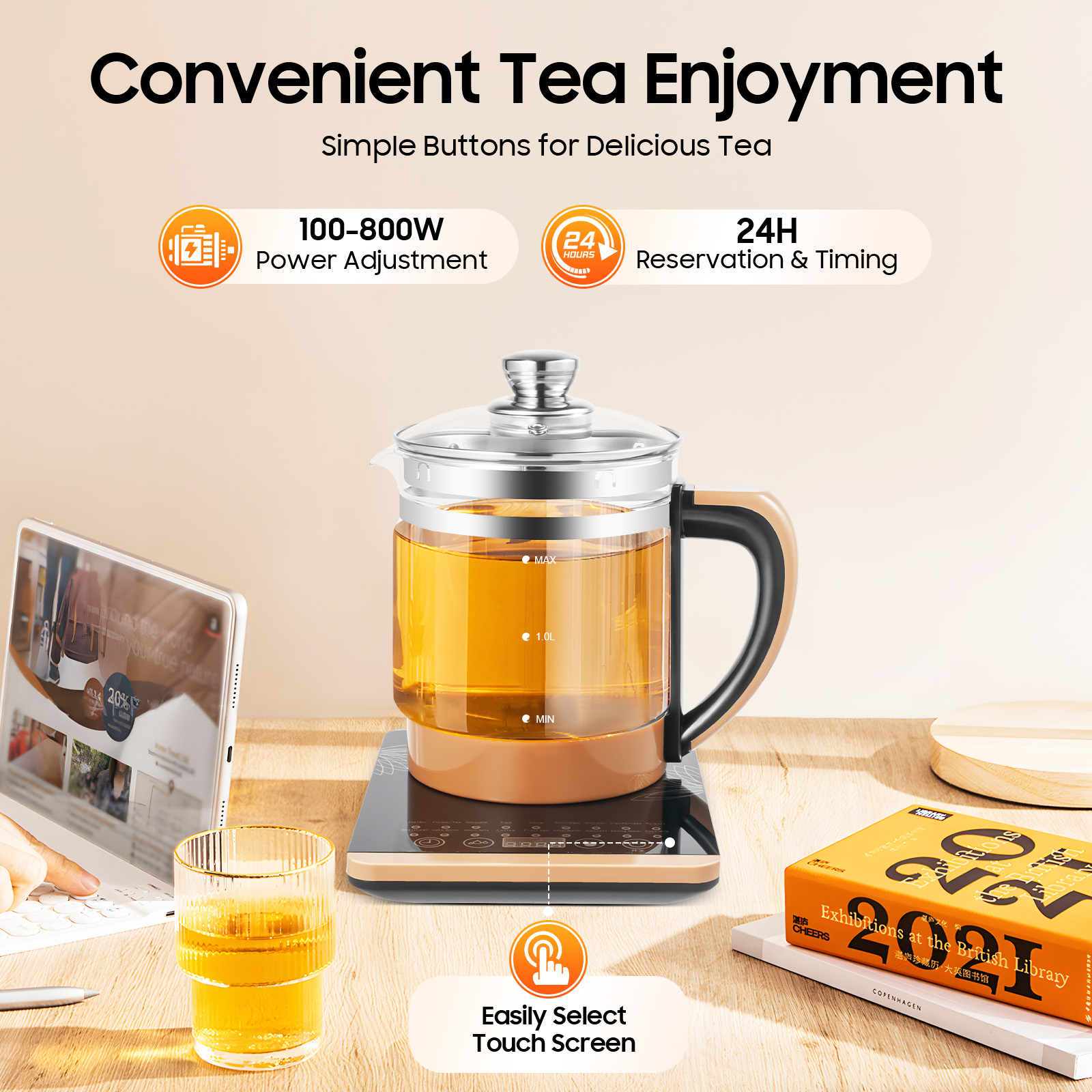 Electric Tea Kettle 1.8L 800W  - Coffee Tea Menu recension och pris
