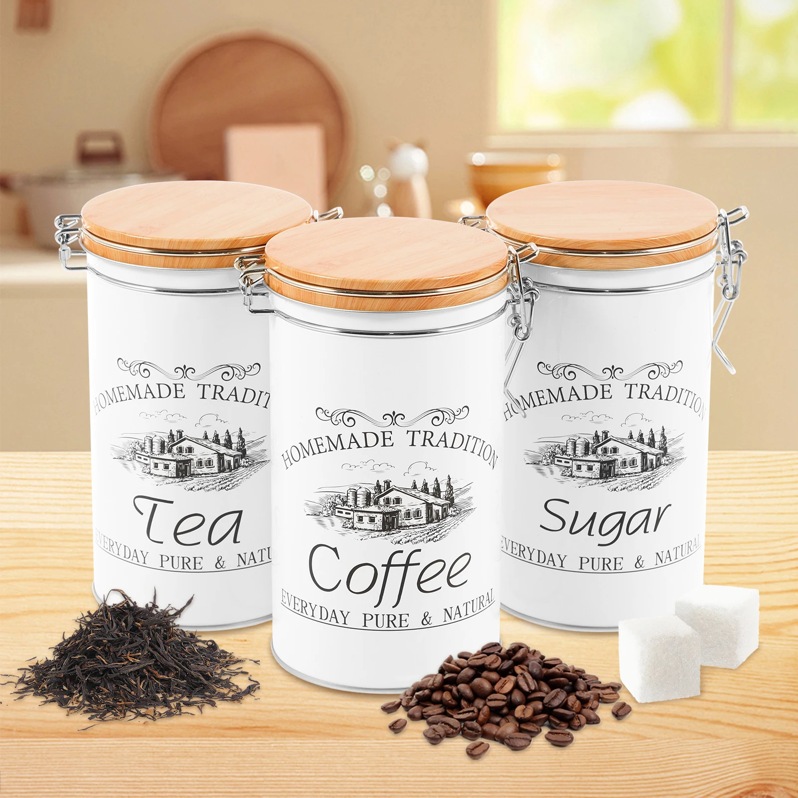 3Pcs/Set Tea Coffee Sugar Cani - Coffee Tea Sugar Container Set recension och pris