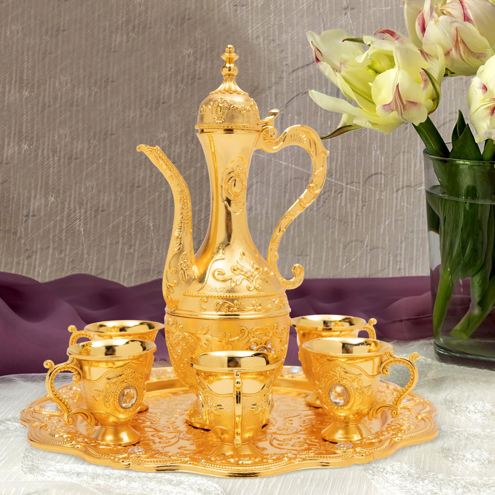 Vintage Metal Turkish Coffee P - Tea Coffee Pot Set recension och pris