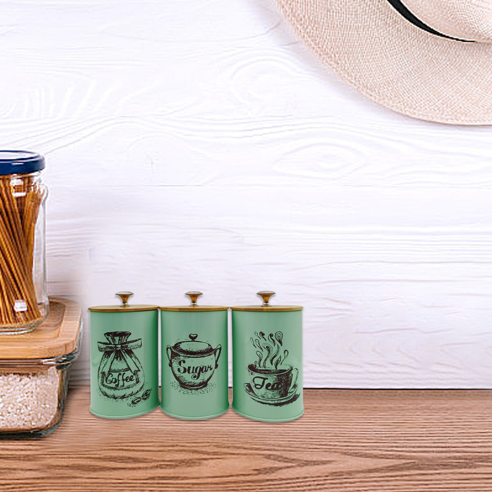 3Pcs Sealed Coffee Canister Se - Coffee Tea Sugar Container Set recension och pris