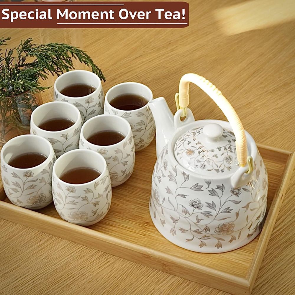 Japanese White Porcelain Tea S - Bamboo Tea Tray recension och pris