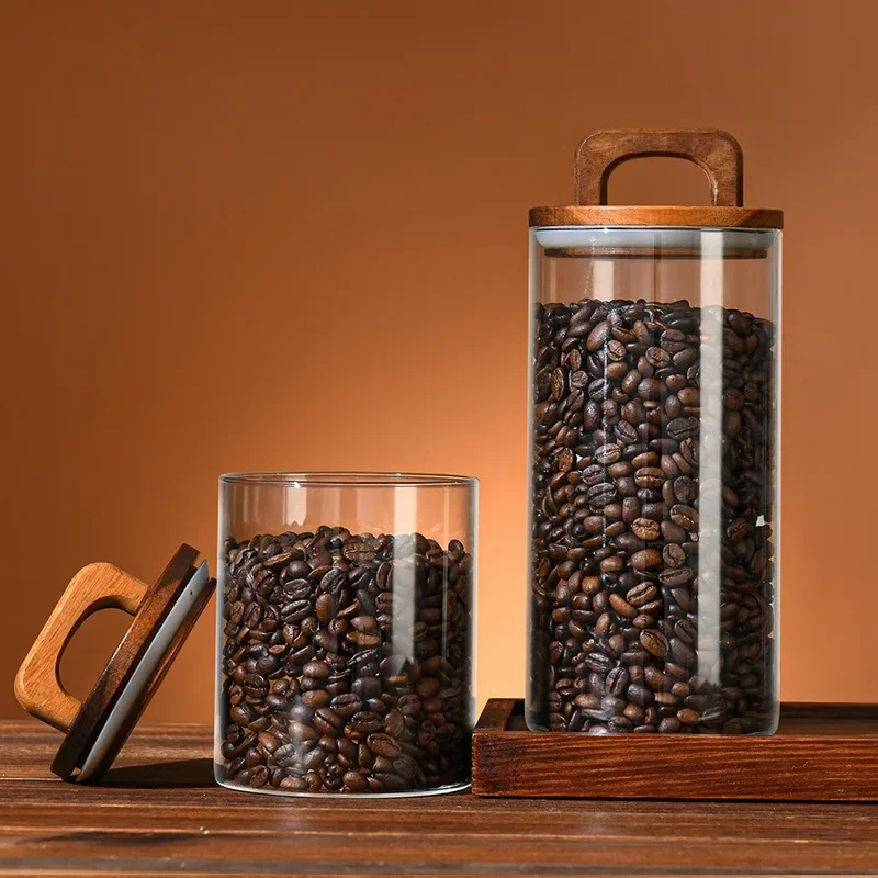 Clear Glass Jar with Bamboo Li - Coffee Tea Sugar Container Set recension och pris