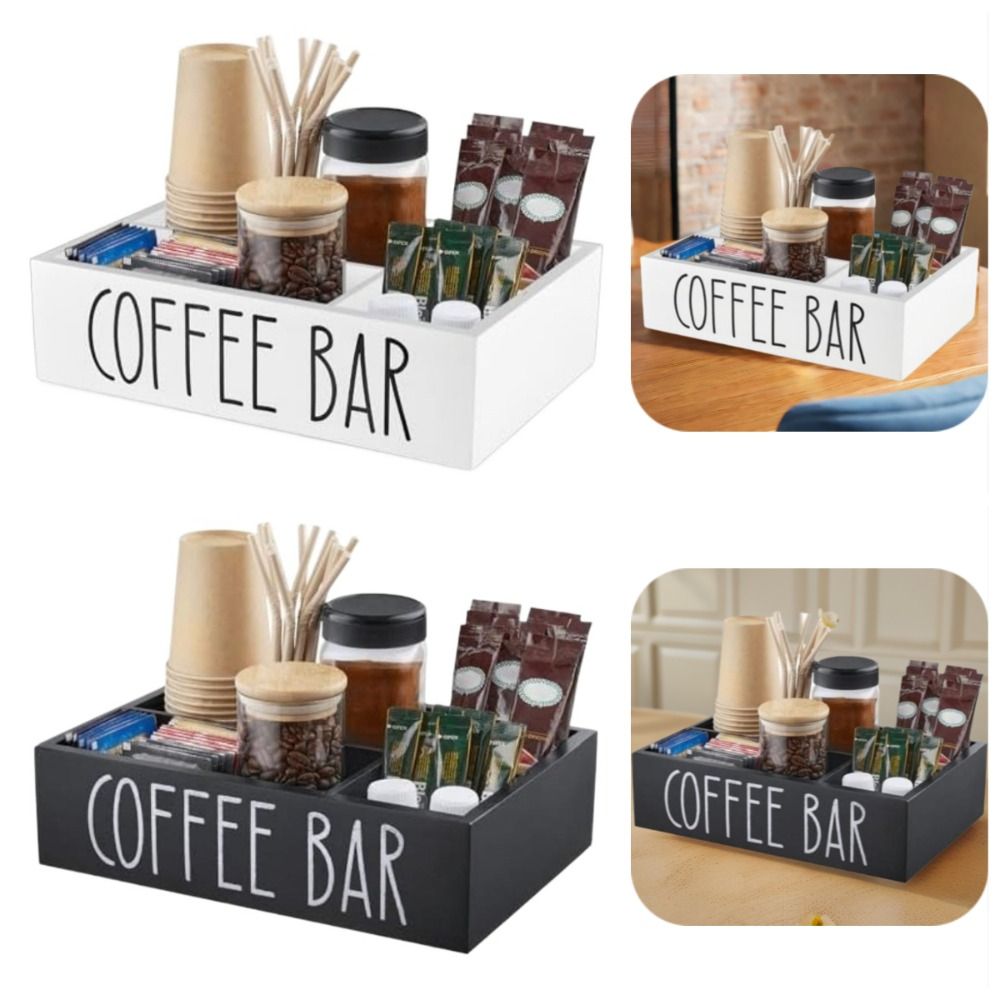 Retro Style Wooden Coffee Bar  - Coffee Tea Drawer Organizer recension och pris