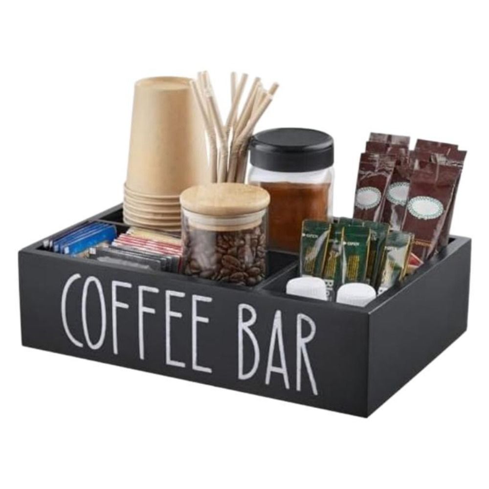 Retro Style Wooden Coffee Bar  - Coffee Tea Drawer Organizer recension och pris