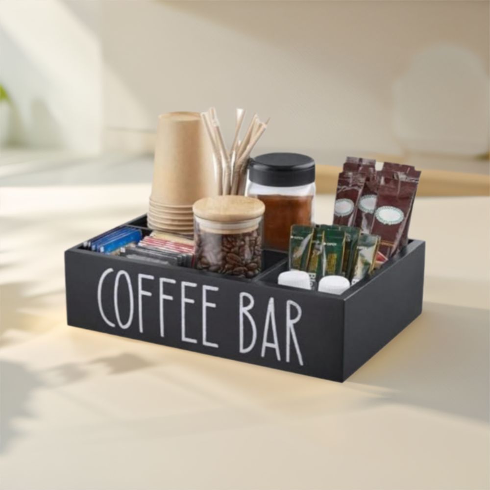 Retro Style Wooden Coffee Bar  - Coffee Tea Drawer Organizer recension och pris