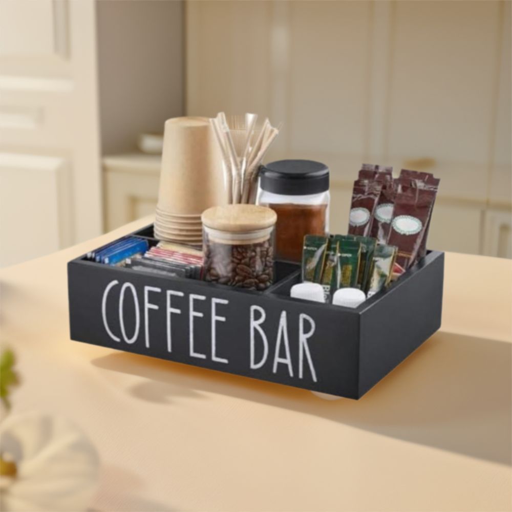 Retro Style Wooden Coffee Bar  - Coffee Tea Drawer Organizer recension och pris