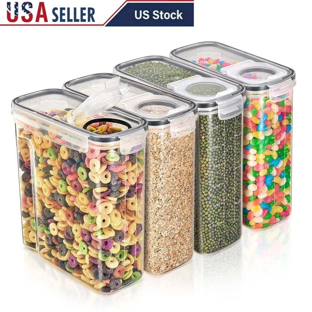 Clear Plastic Cereal Dispenser - Coffee Tea Sugar Container Set recension och pris