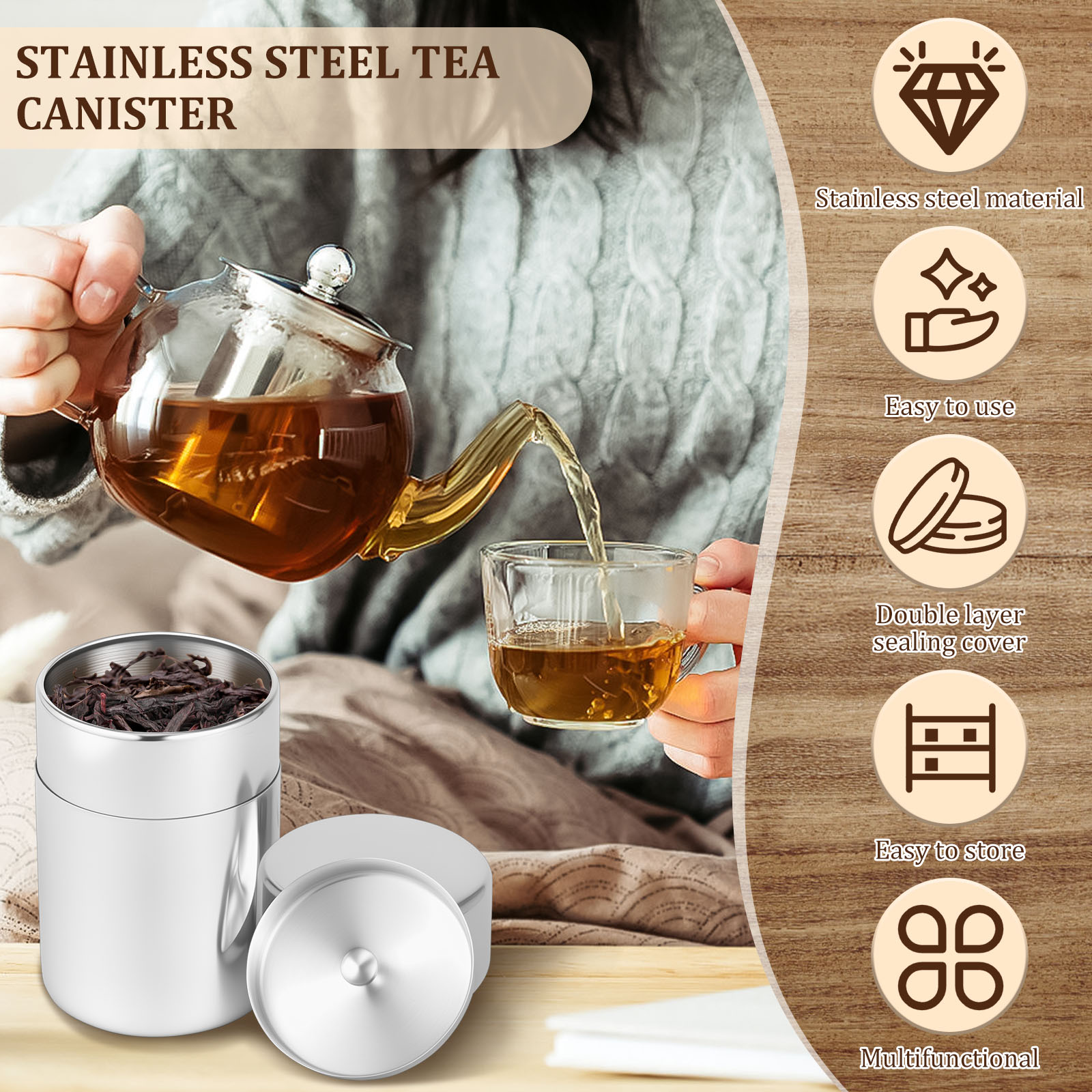 Stainless Steel Tea Leaf Tins  - Coffee Tea And Leaf recension och pris