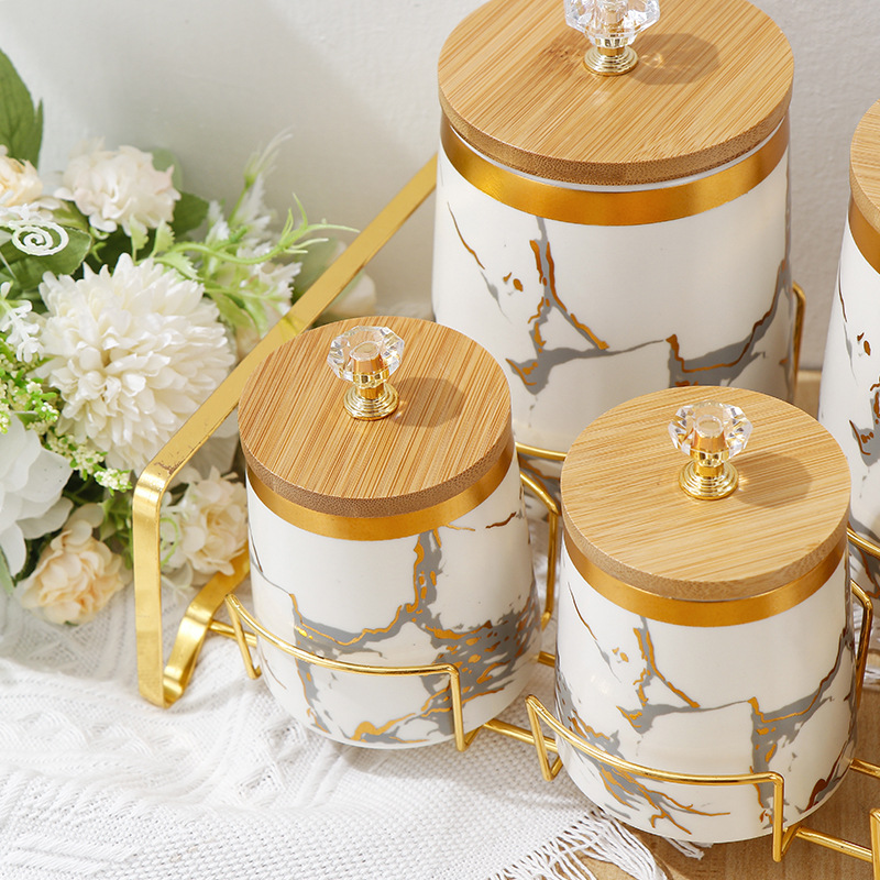 Kitchen Supplies Golden Marble - Coffee Tea Sugar Container Set recension och pris
