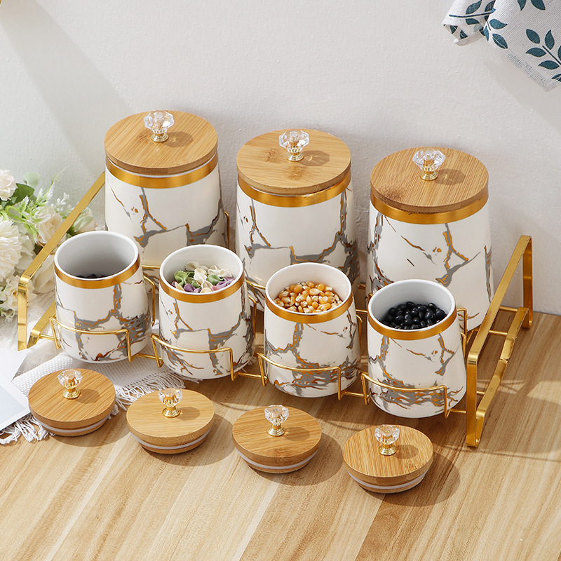 Kitchen Supplies Golden Marble - Coffee Tea Sugar Container Set recension och pris