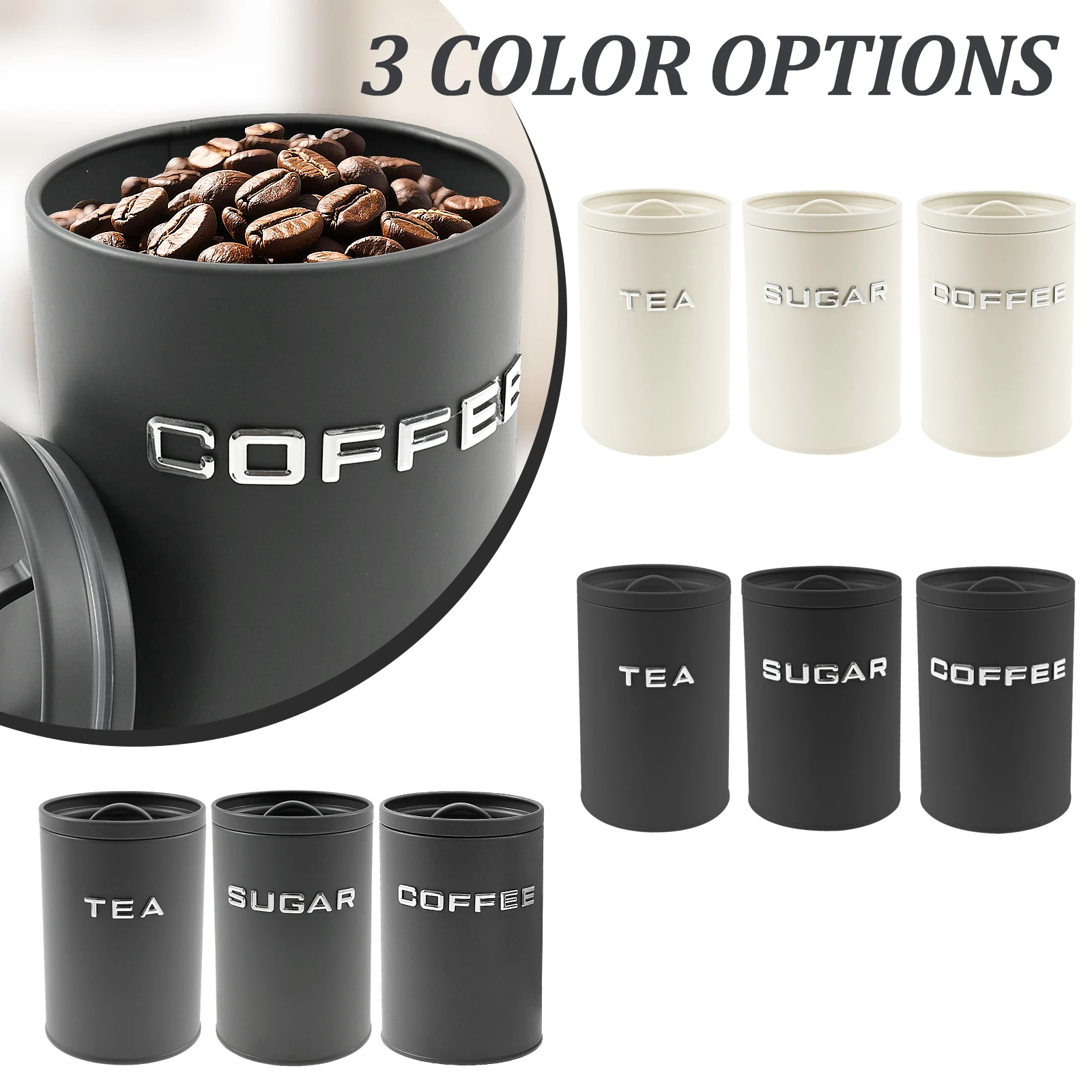 3 Pcs Tea Coffee Sugar Caniste - Coffee Tea Sugar Container Set recension och pris