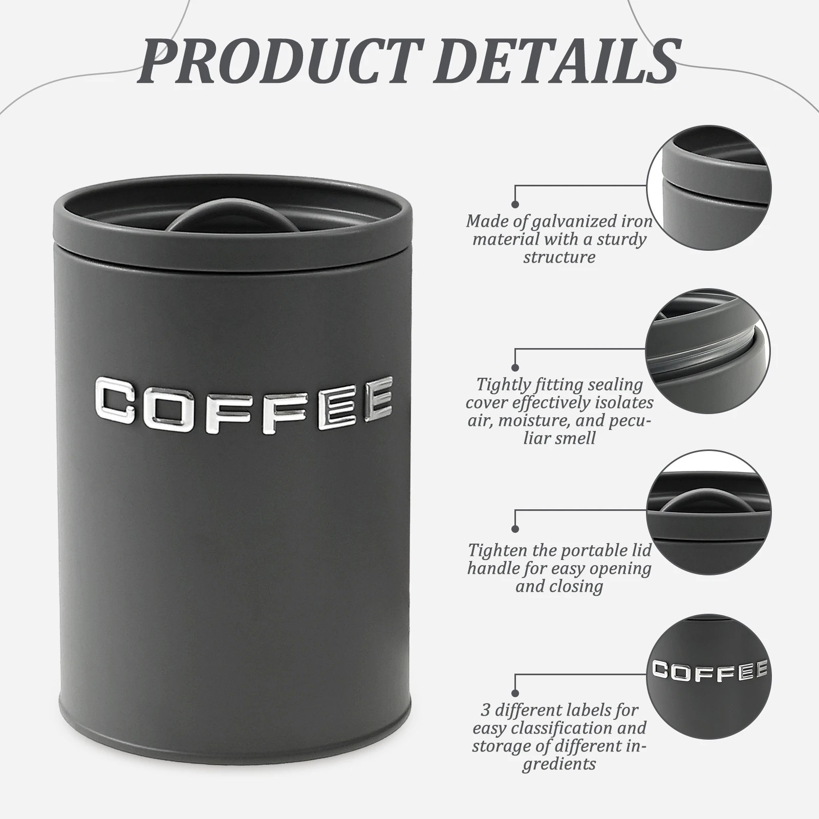 3 Pcs Tea Coffee Sugar Caniste - Coffee Tea Sugar Container Set recension och pris