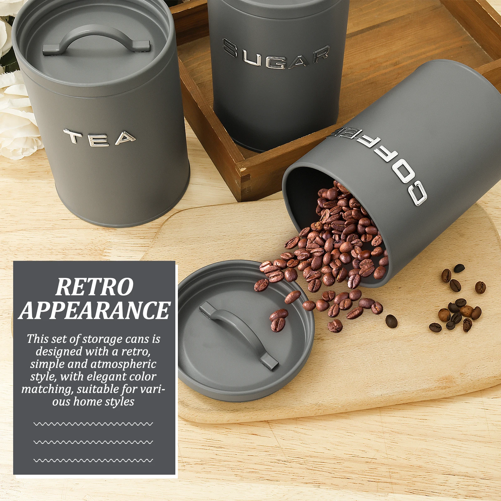 3 Pcs Tea Coffee Sugar Caniste - Coffee Tea Sugar Container Set recension och pris