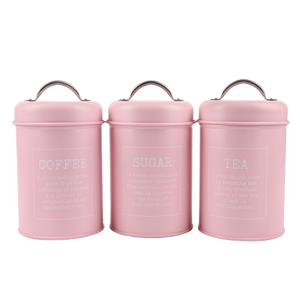 Set of 3 Canister Iron Kitchen - Coffee Tea Sugar Container Set recension och pris