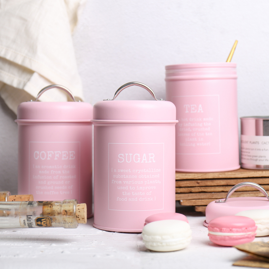 Set of 3 Canister Iron Kitchen - Coffee Tea Sugar Container Set recension och pris