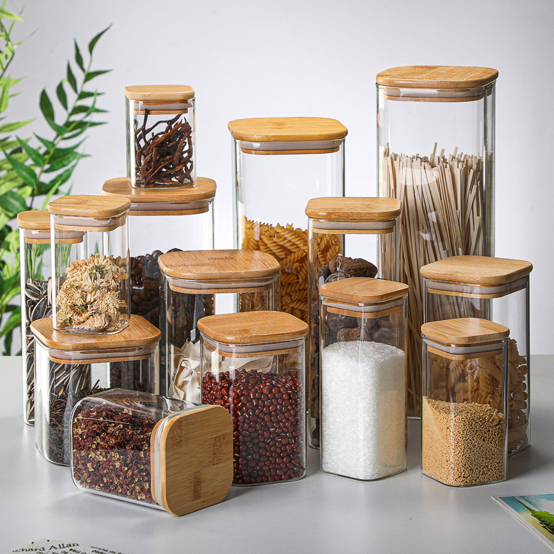Bamboo Glass Tins Transparent  - Coffee Tea Drawer Organizer recension och pris