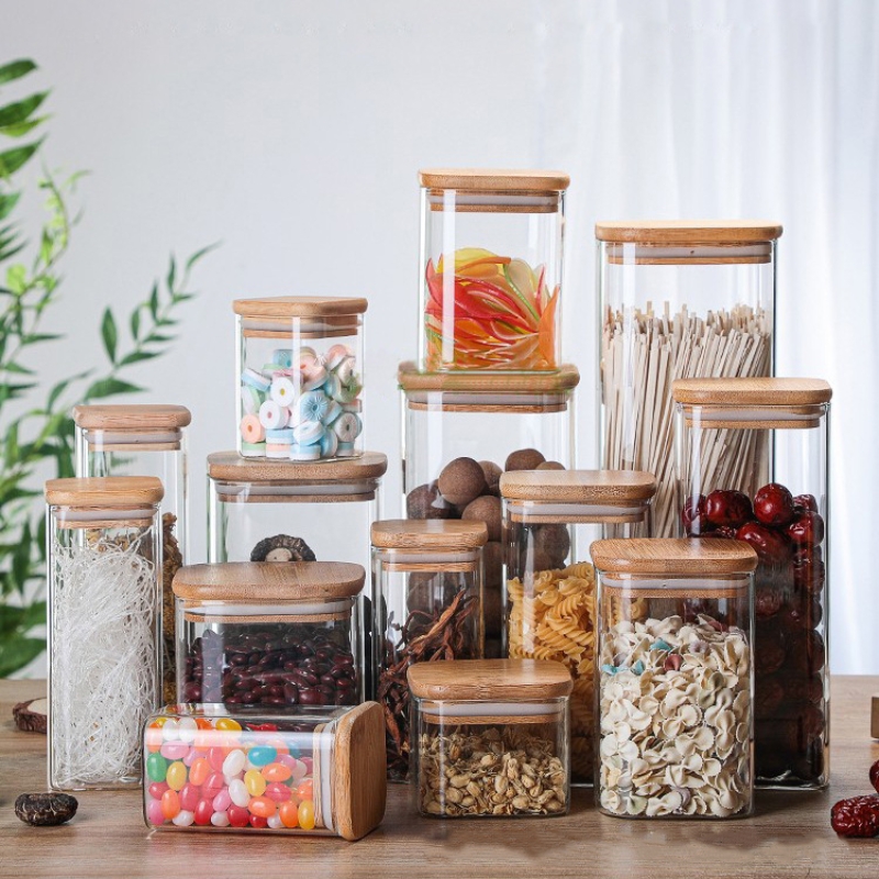 Bamboo Glass Tins Transparent  - Coffee Tea Drawer Organizer recension och pris